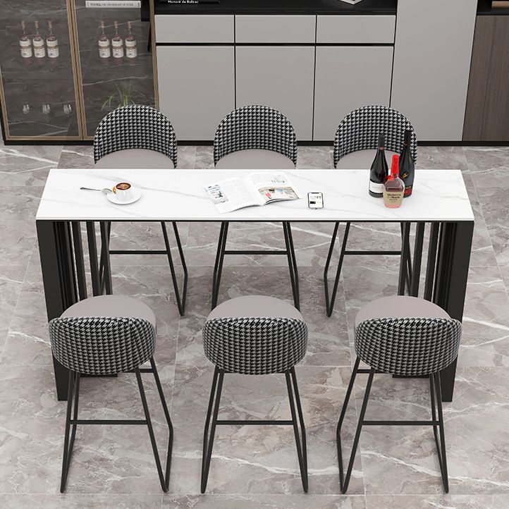 Rectangle Living Room Patio Bar Table Double pedestal White Marble Counter Table