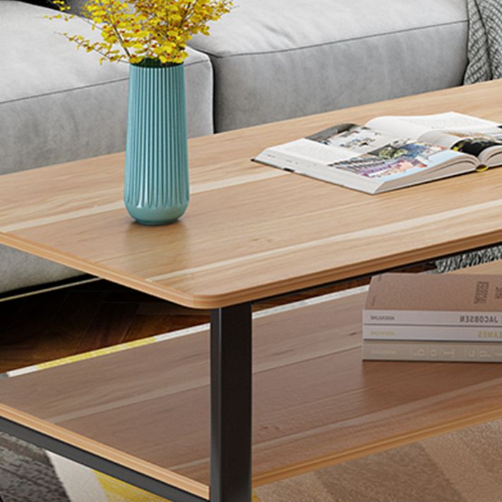 Modern Wood Rectangle Coffee Table White and Black Cocktail Table