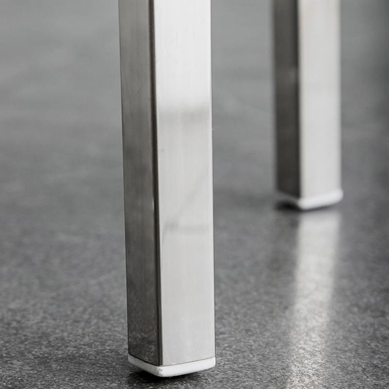 Round Metal Counter Bar Stool Modern Silver Footrest Counter-height Stool