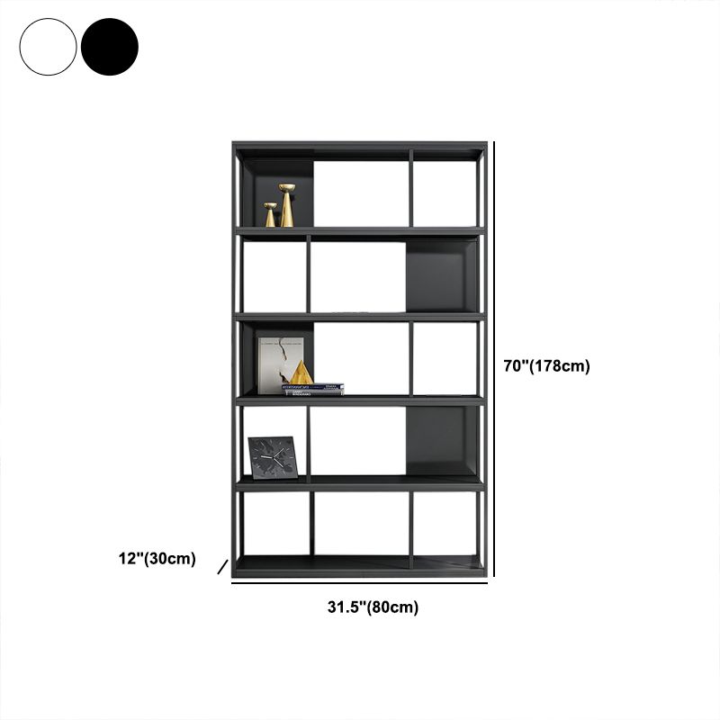 Modern Steel Bookcase Rectangular Shelves 71"H X 12" W Bookshelf for Office