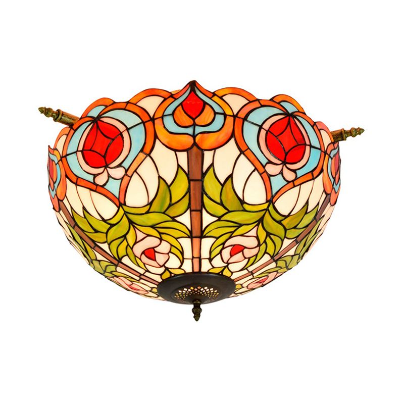Victorian Blossom Semi Flush Mount Mount Lighting 5 Bulbs Verato artigianale vicino alla lampada a soffitto in ottone