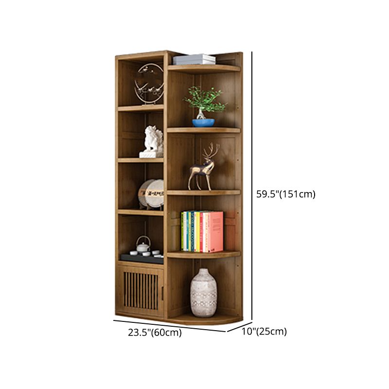 Brown Shelf Bookcase with Doors Vertical Bookshelf for Study Room