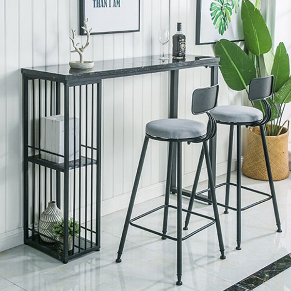 Industrial Rectangle Bar Height Pub Table with Storage Marble Bistro Bar Table