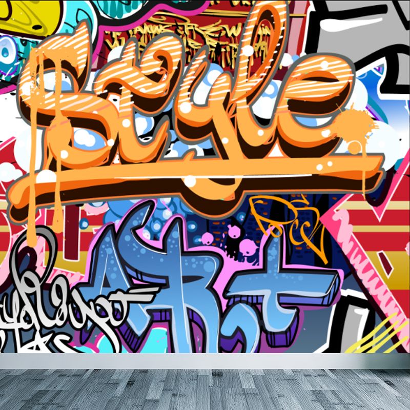 Novel Graffiti Wall Mural Modern Decorative Living Room Wall Art, Custom Size Available