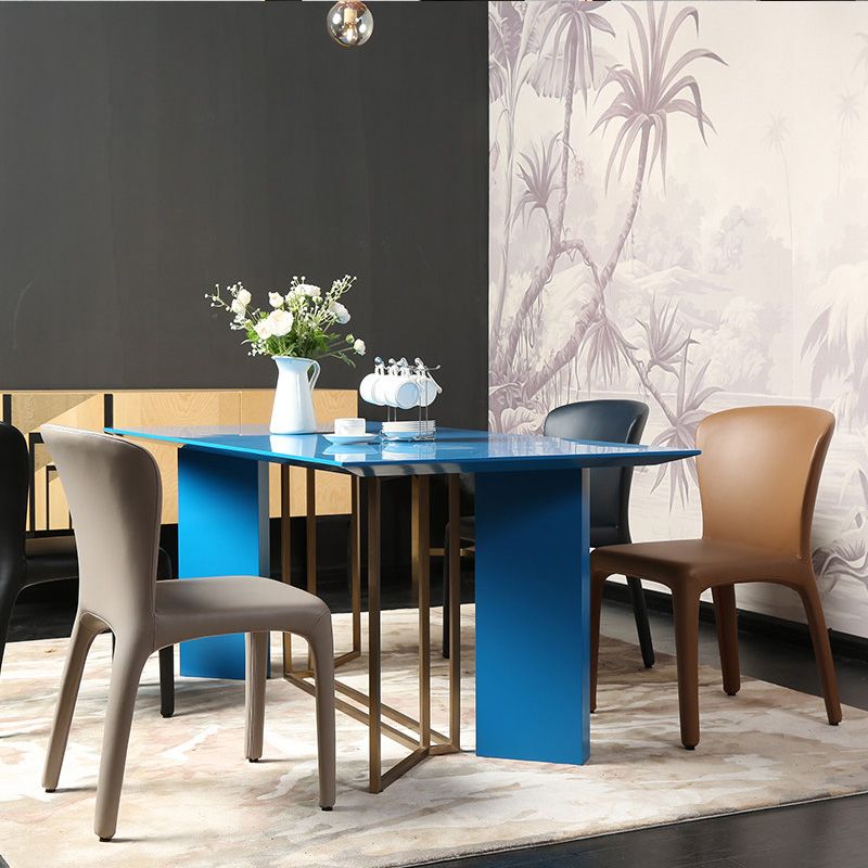 Silla de comedor de metal de estilo contemporáneo, silla individual lateral sin brazos para cocina
