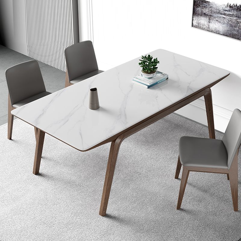 5/7 Pcs Contemporary Stone Rectangle Shape Dinette Table with Upholstered Chair