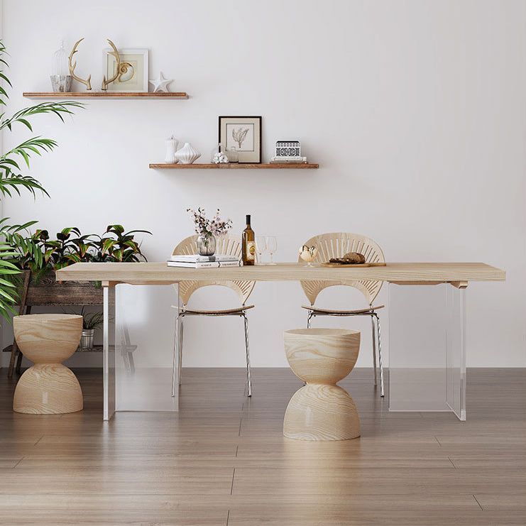 Solid Wood Dining Table Traditional Luxury Dining Table with Double Pedestal Base