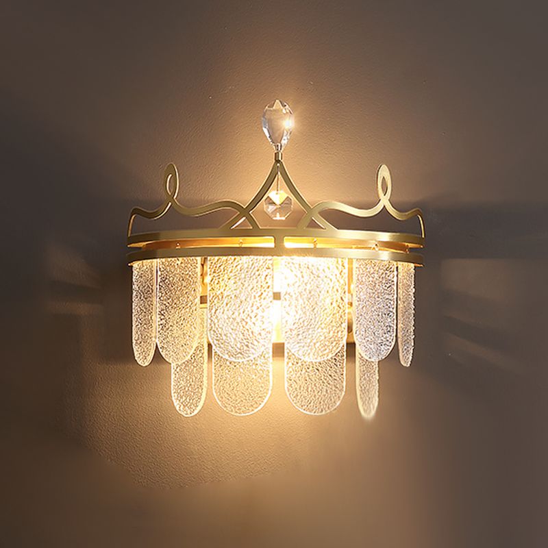 Living Room Gold Wall Sconce Postmodern Crystal 2 Head Wall Mounted Light Fixture