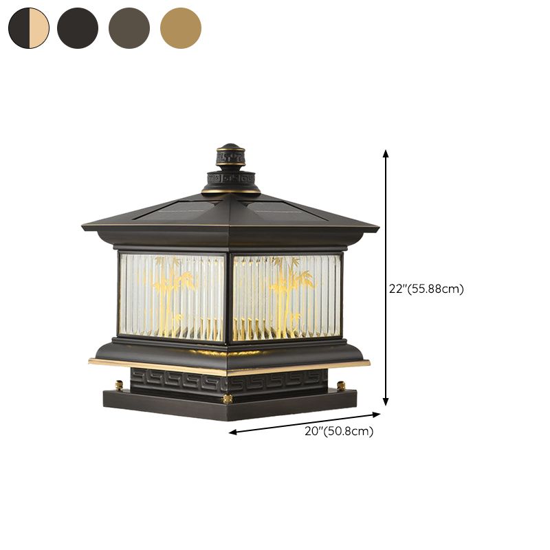 Metal Rectangle Shape Outdoor Lamp Modern Style 1-Light Solar Pillar Light