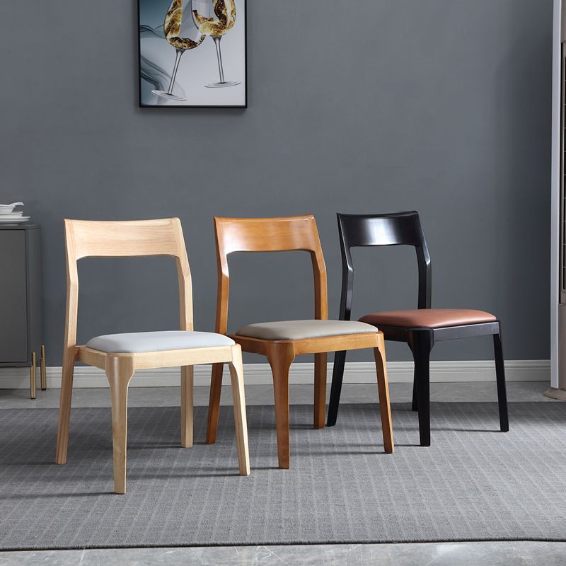 Modern Upholstered Armless Chair Home Solid Wood Dining Chair