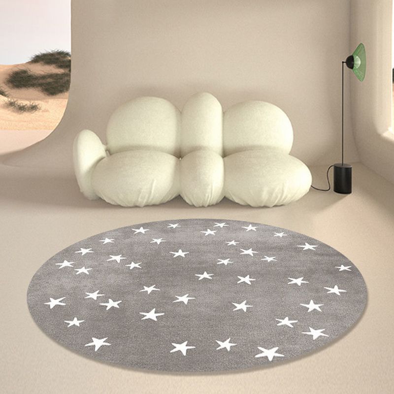 Artistic Indoor Rug Star Print Washable Carpet Living Room Polyster Rug with Non-Slip Backing