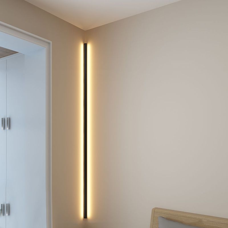 Zeitgenössische lineare Wandleuchten Beleuchtung Metall LED Schlafzimmer Wandleuchte in Schwarz