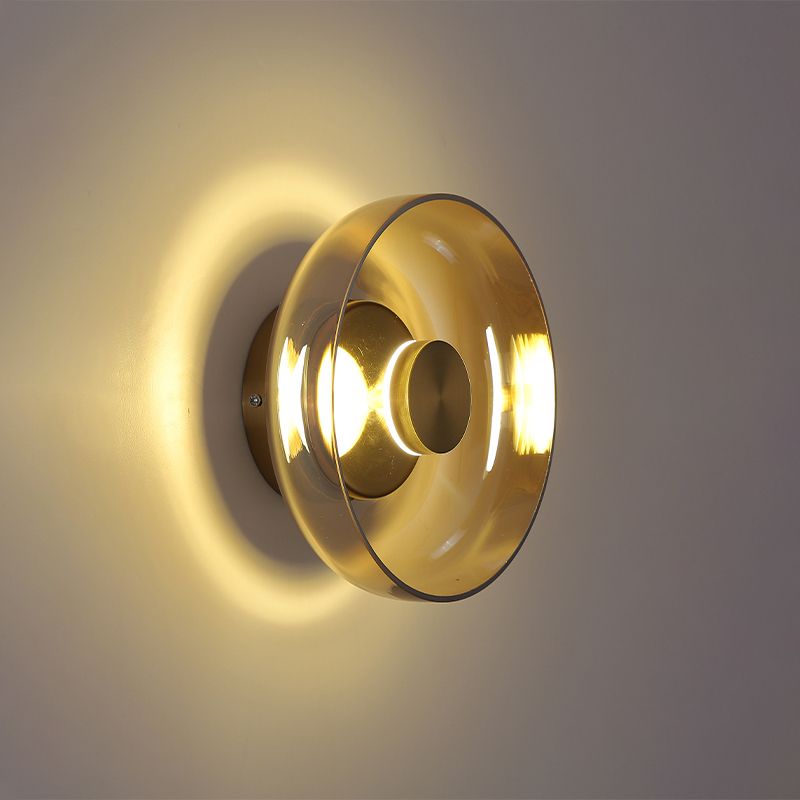 Glass Circular Wall Sconce Lights Modern Style 1 Light Wall Murd Mottes Lampes