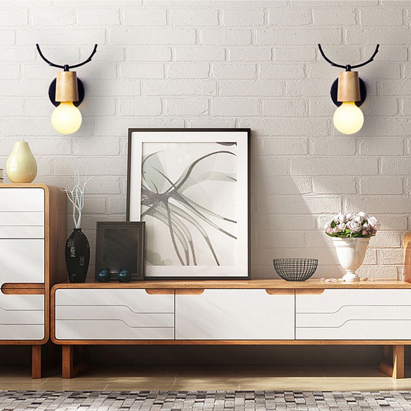 Geometric Wall Lighting Fixtures Modern Style Wood 1 Light Wall Lighting