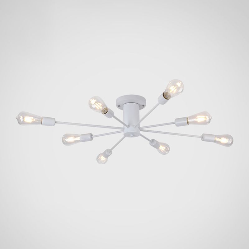 Burst Style Living Room Ceiling Flush Mount Industrial Metal Semi Flush Light Fixture