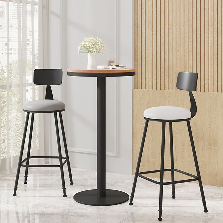 Modern Armless Backrest Counter Stool Iron Cafe Bar Stool with Leather Cushion