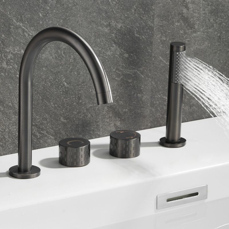 Deck Mounted Copper Roman Tub Faucet Low Arc 3 Handles Roman Tub Faucet Set