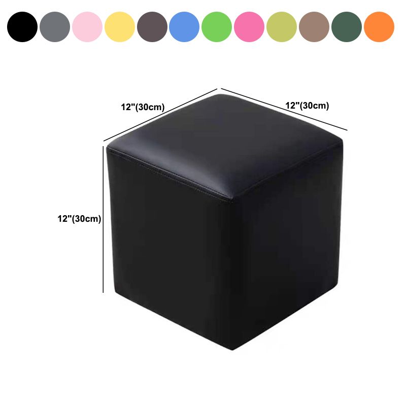 Pink Stain Resistant Pouf Solid Color Square Pouf for Living Room