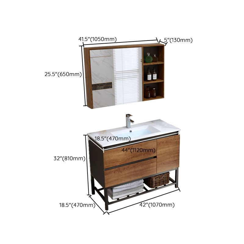Traditional Sink Vanity Wooden Vanity Cabinet with Mirror Cabinet