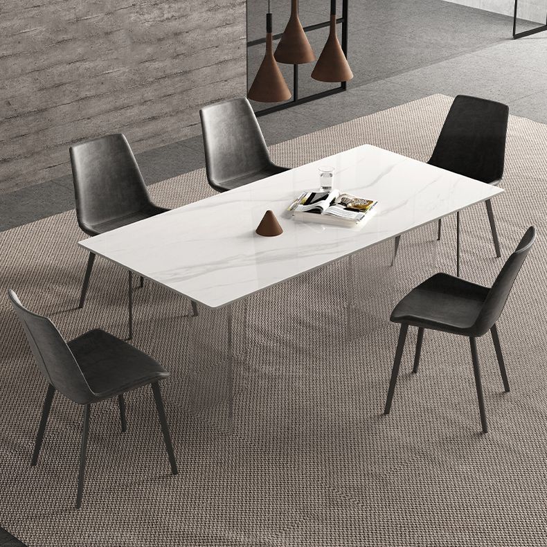 Modern White Stone Top Table Rectangle Dining Table for Kitchen Use