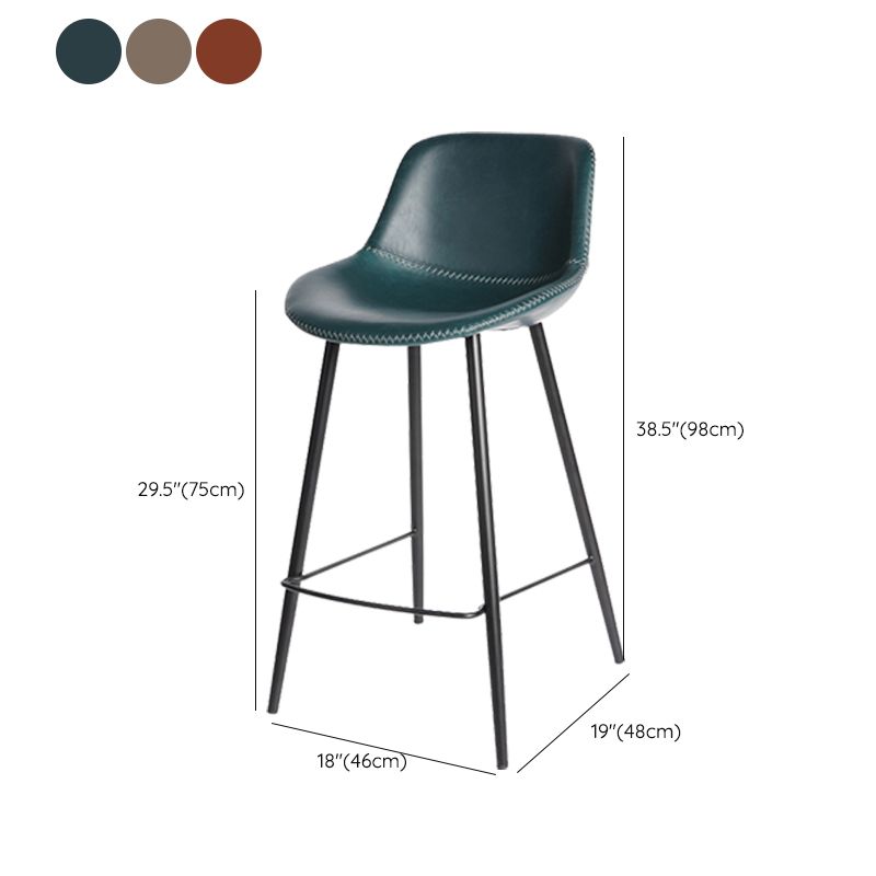 Leather Bar Stool Modern Backrest Counter Stool for Bristol with Metal Legs