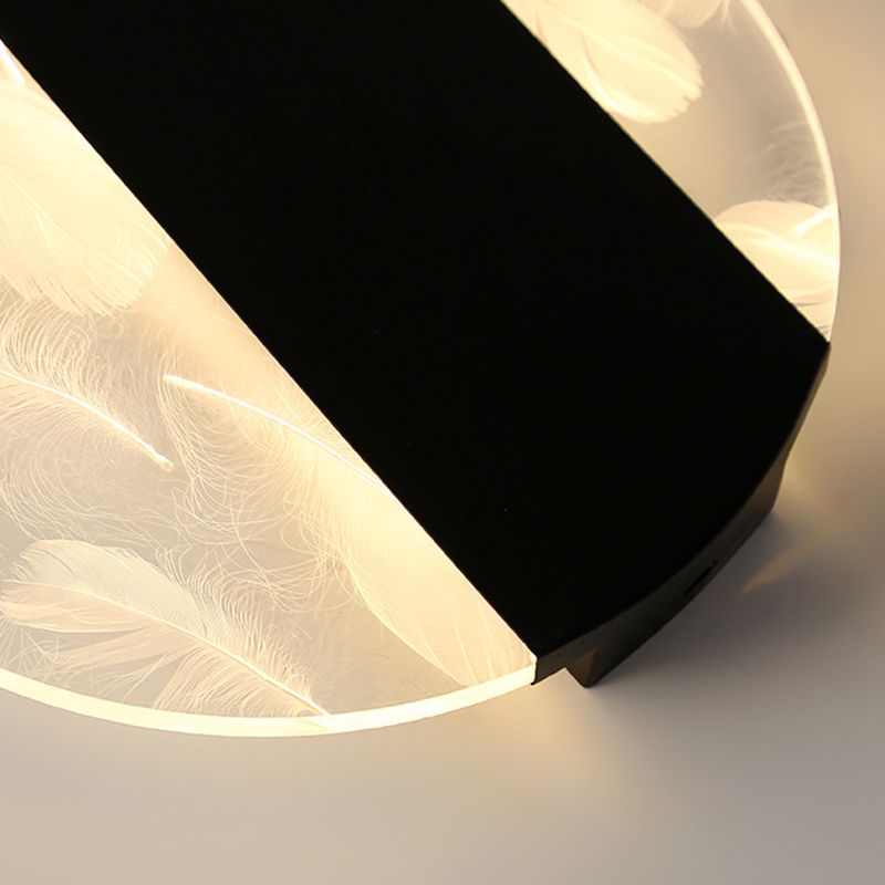 Lámpara de techo de plumas de hierro forjado con montaje empotrado LED geométrico creativo moderno con pantalla acrílica