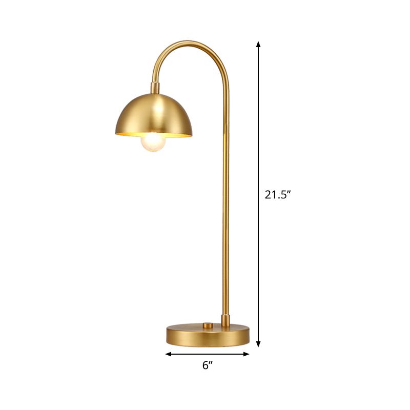 Post-Modern Dome Nightstand Light Metal 1-Head Bedroom Night Table Lamp in Gold