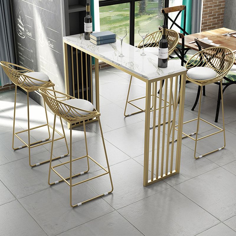 Industrial Bar Table Rectangle Sled Base Bar Height Pub Table for Home