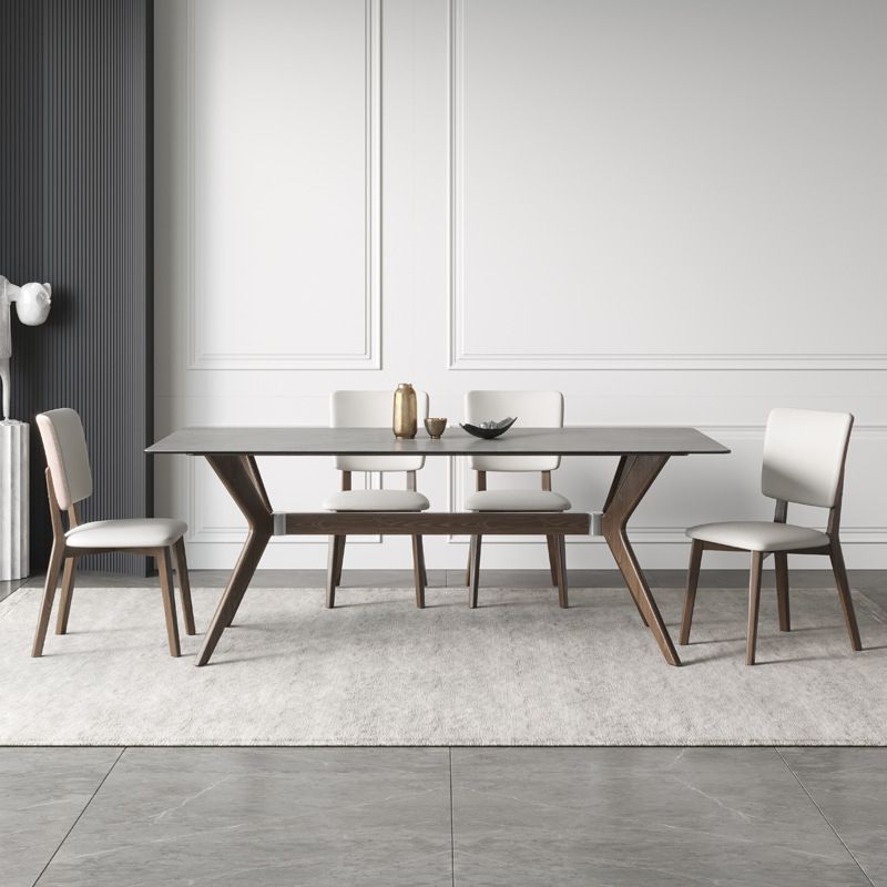 Medieval Modern Stone Dining Table Trestle Base Table for Dining Room