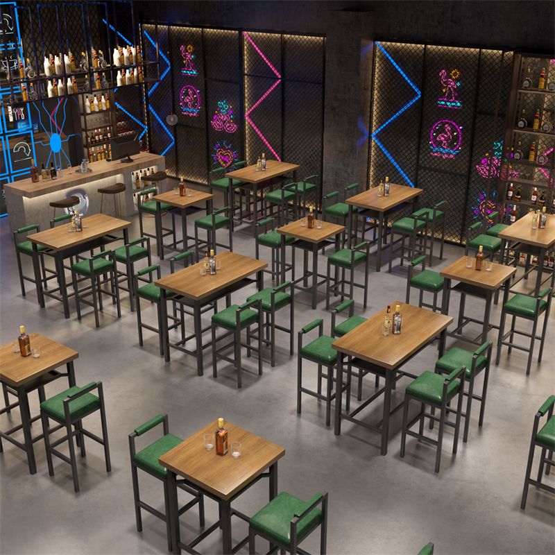 Modern 1/2/5 Pieces Bar Table Set Pine Wood Counter Table with High Stools