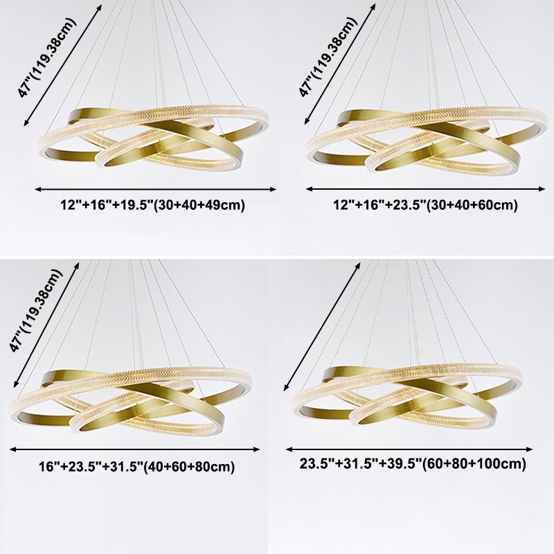 Fissature per illuminazione lampadario multi-testa lampada lampadario moderno ad anello con tonalità acrilica chiara