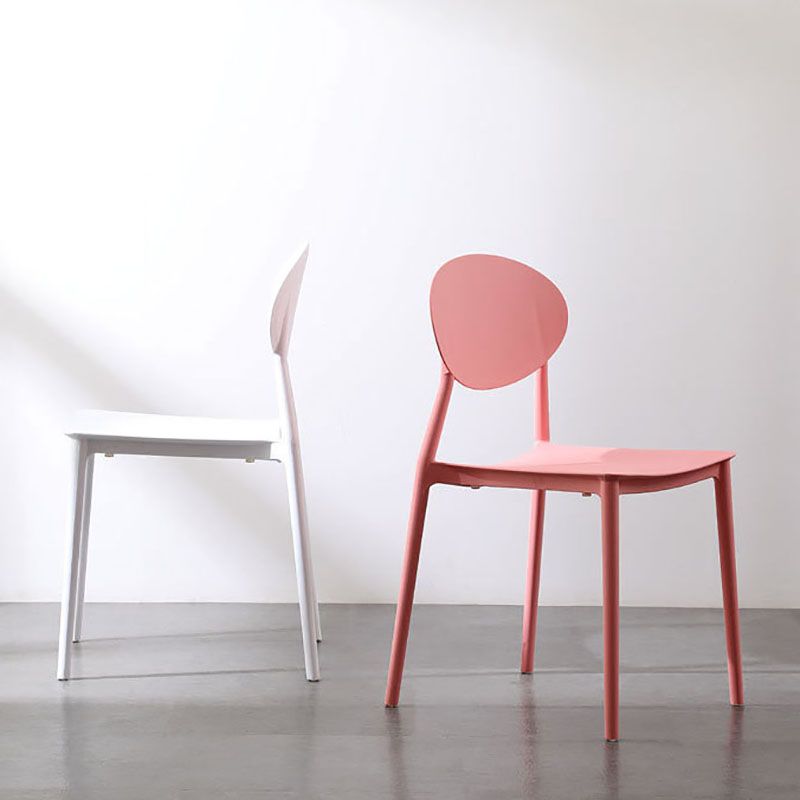 Silla contemporánea con respaldo abierto, silla lateral sin brazos con patas de plástico