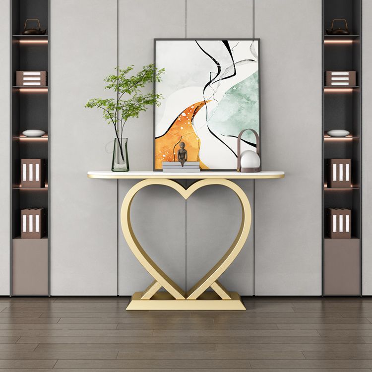 Contemporary Half Moon Console Table Antique Finish Console Sofa Table