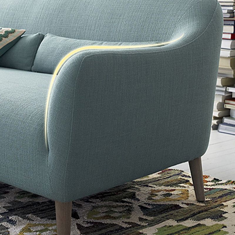 Scandinavian 3-Seat Linen Sofa Curved 33.86" D x 31.89" H Loveseat