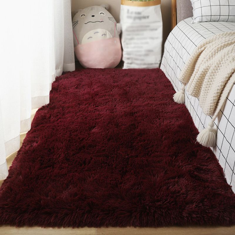 Modern Solid Shag Carpet Polyester Indoor Rug Non-Slip Backing Area Carpet for Adult's Bedroom