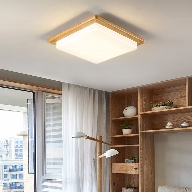 Wood Geometric Flush Mount Lights Contemporary Style 1 Light Flush Mount Lighting