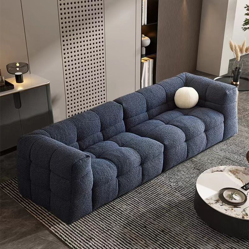 Modern Style Sofa Bed Velvet Material Square Form Armrest Tufted Back Sofa