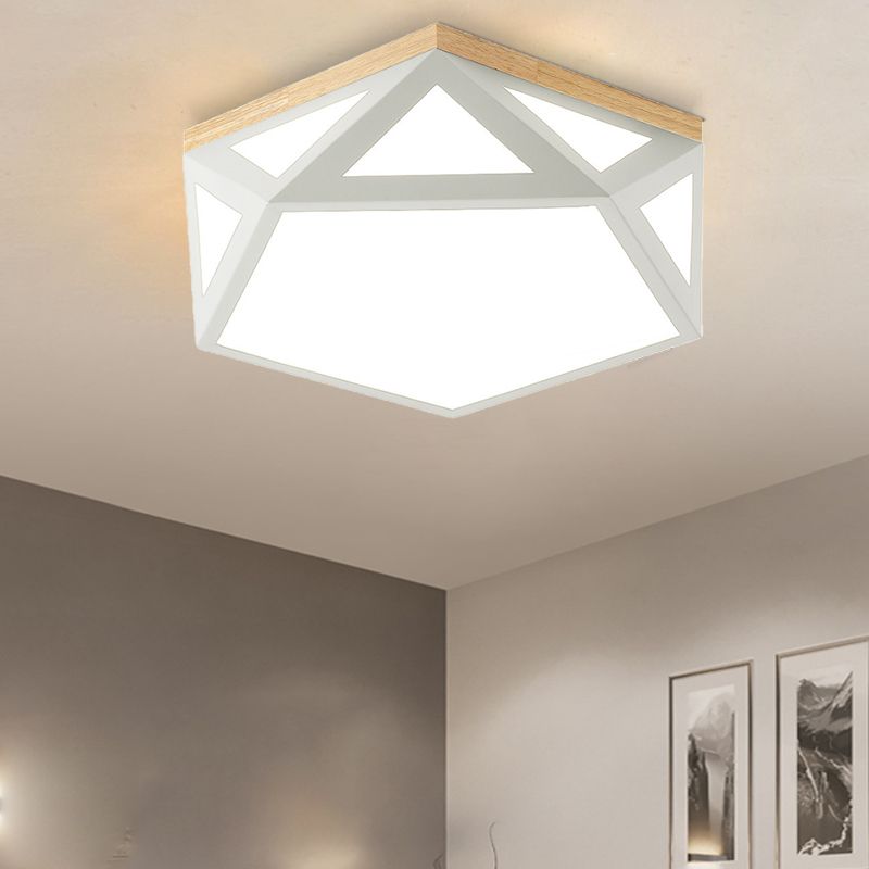 Modern Geometric Acrylic Flush Light 16.5"/20.5" W LED Gray/Green/White Ceiling Flush Mount for Bedroom, Warm/White/Natural/3 Color Light