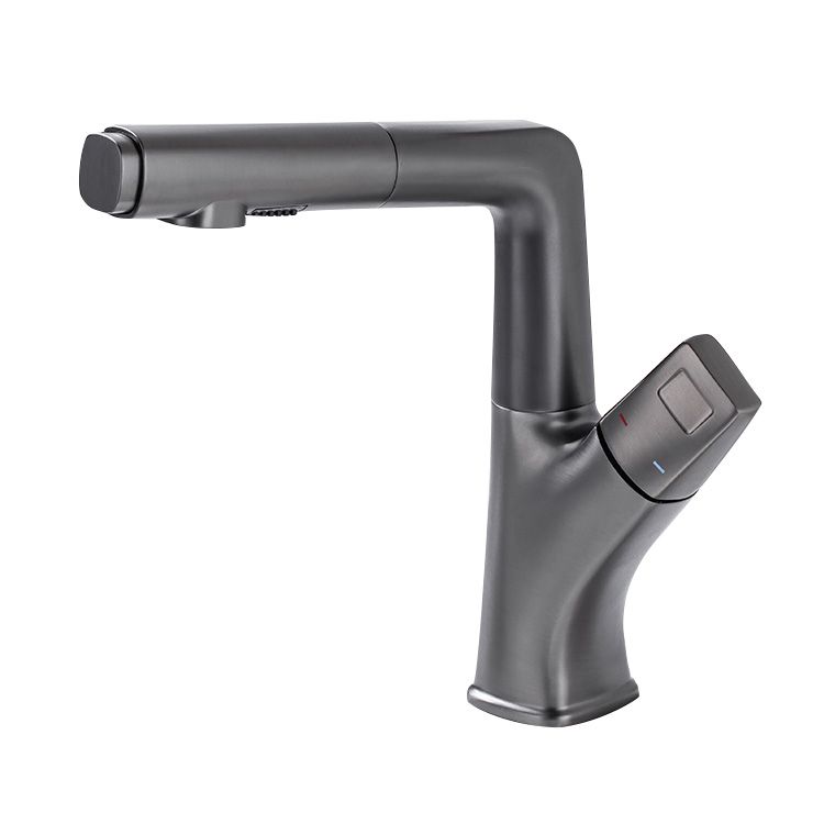 Modern Sink Faucet Lifting Rotary Handle Brass Bathroom Faucet