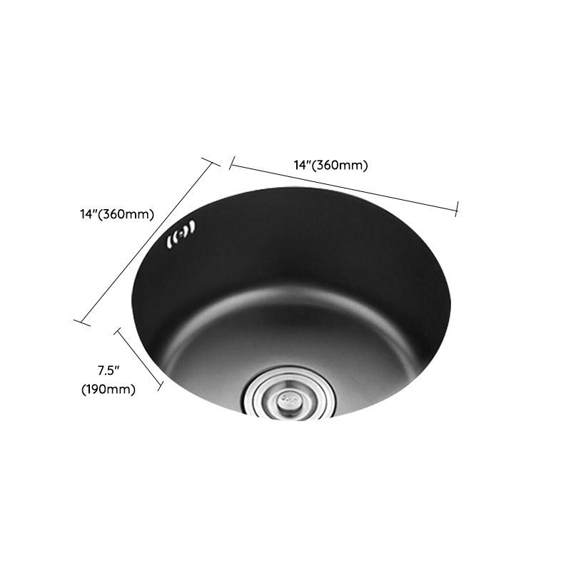 Single Bowl Kitchen Sink Stainless Steel Round Sink with Drain Assembly