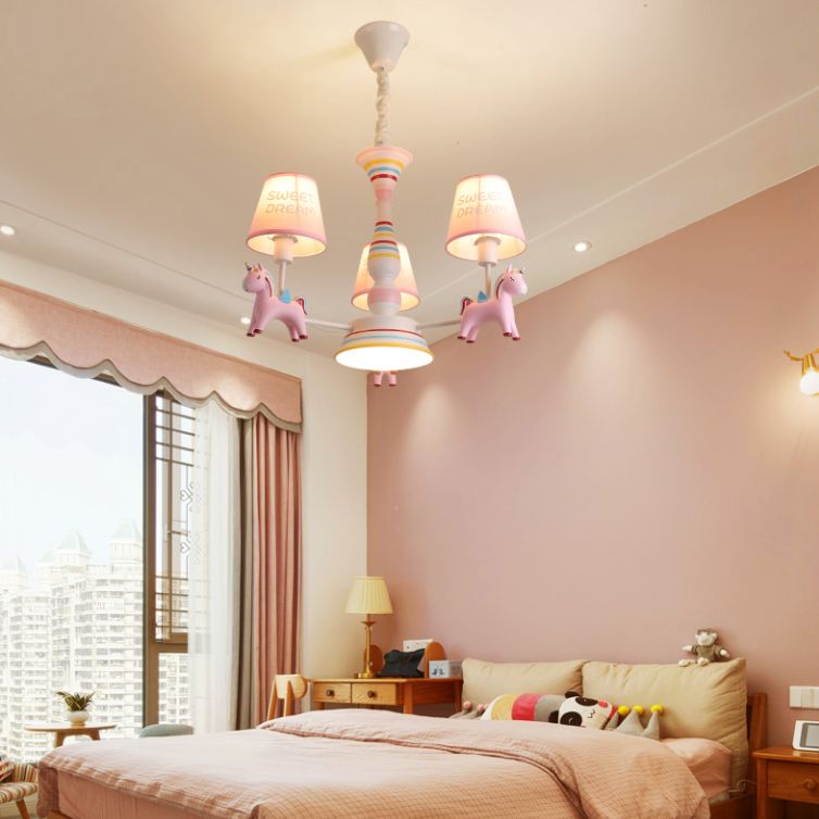Nordic-Style Carousel Pendant Light Fixture Metal kids Bedroom Chandel