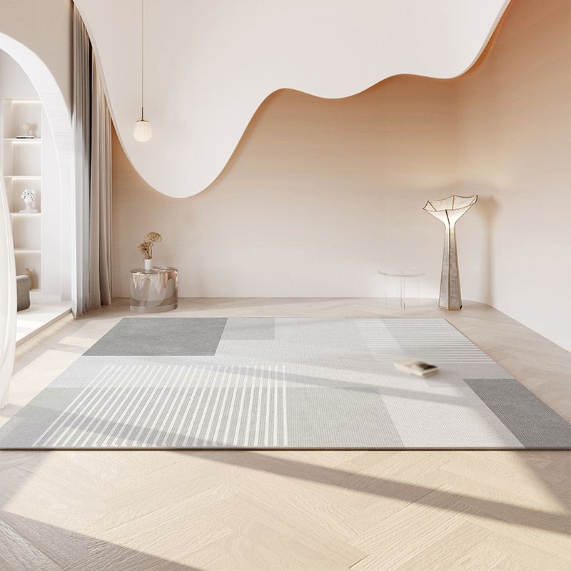 Khaki Tone Area Carpet Modern Indoor Rug Polyester Washable Carpet with Non-Slip Backing