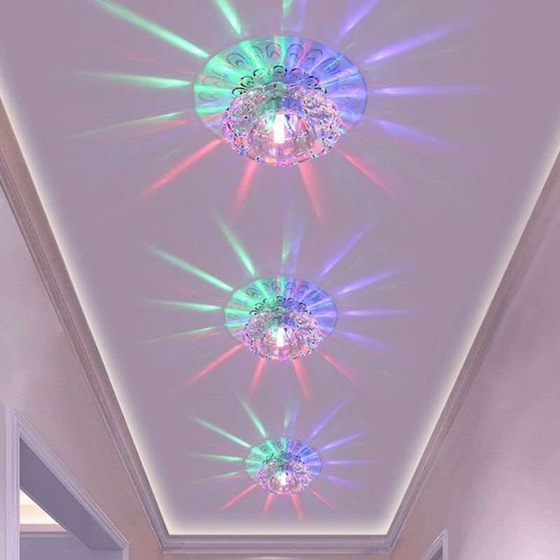 Blossom Shade Hallway Flush Ceiling Light Crystal Contemporary LED Flush Mount Lighting Fixture in Clear