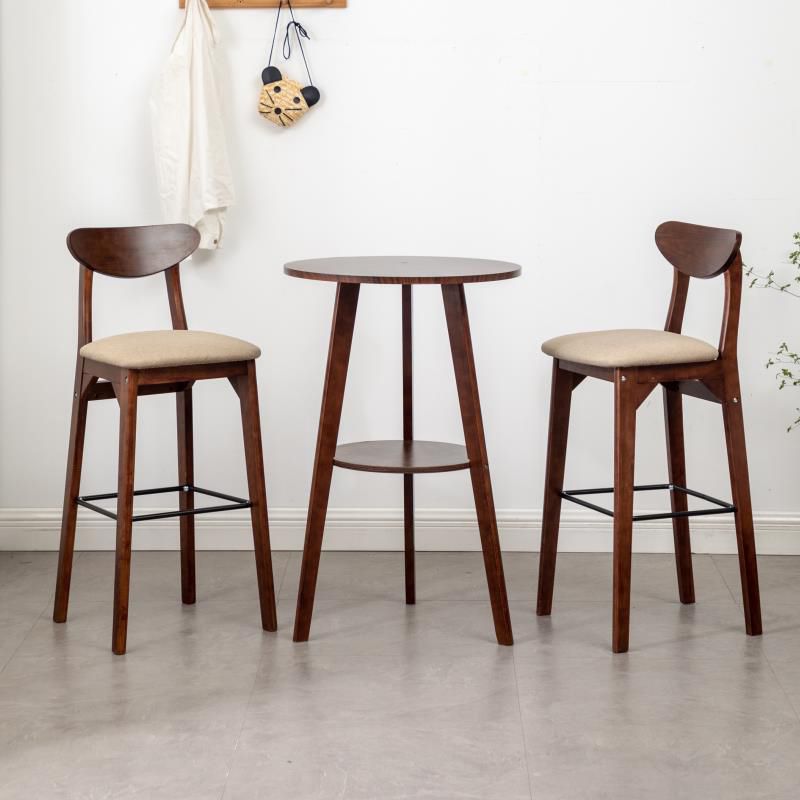 Simple Style Round Bar Table Wood Top Pub Table for Living Room