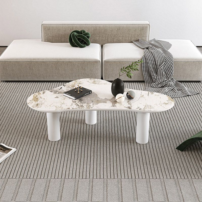 Contemporary Stone Geometric Coffee Table 3 Legs Coffee Cocktail Table