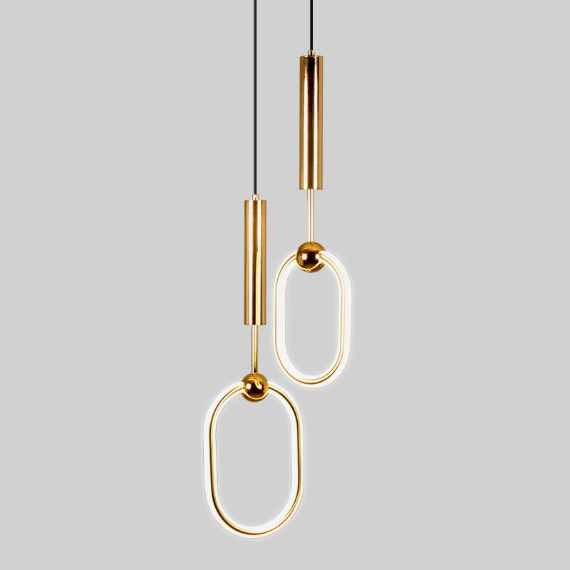 Métal Gold Metal Postmodern Pendant Light 1-Light Plafond plafond Light pour chambre à coucher