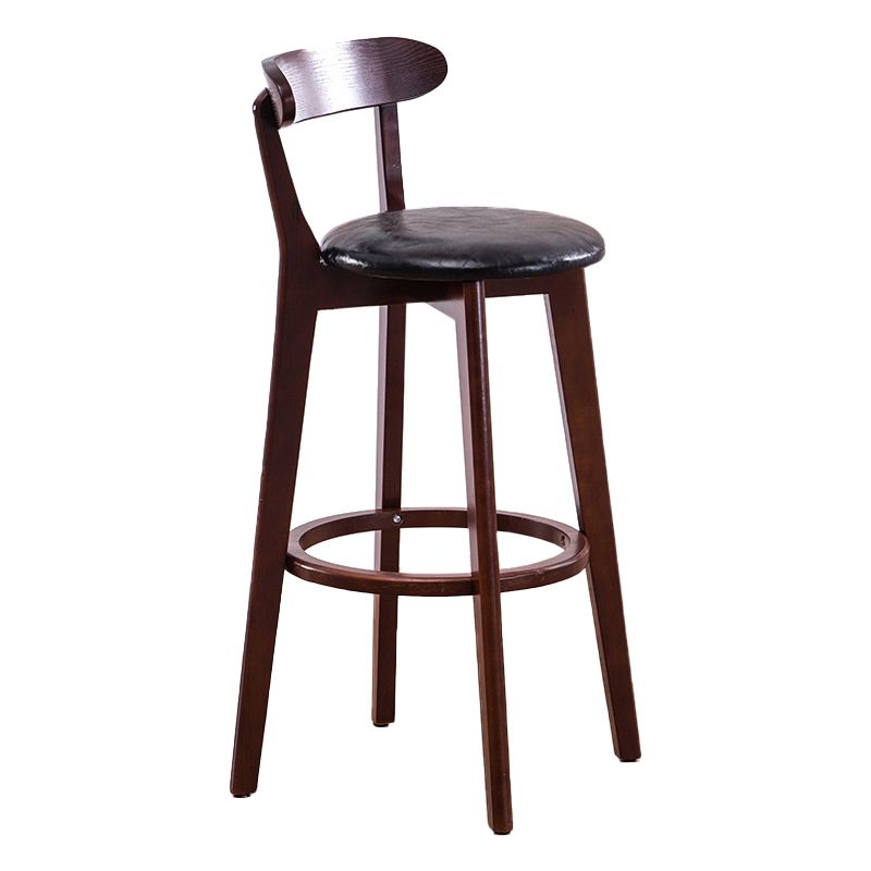 Scandinavian Upholstered Footrest Low Back Stool 27.55'' Beech Bar Stool