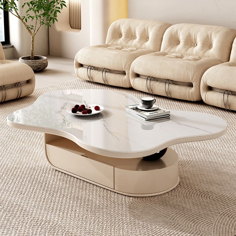 Modern Coffee Table Free Form Single Coffee Table with Storage Drawer