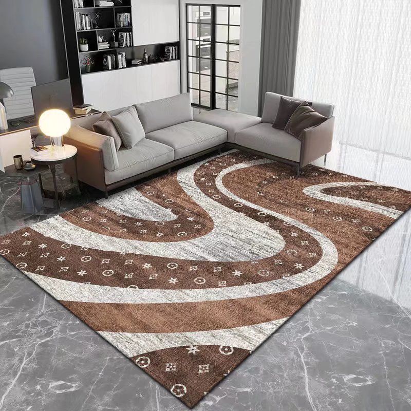 Orange Modern Rug Polyester Abstract Pattern Rug Stain Resistant Rug for Drawing Room