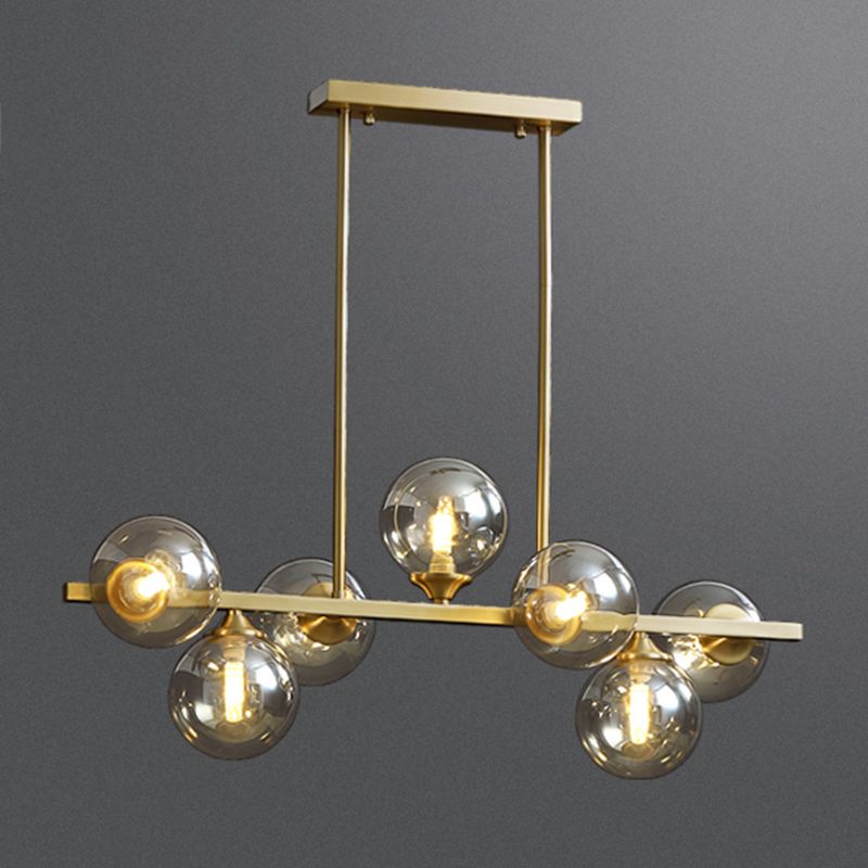 Moderne Stil Kugelform Island Lichter Glass Island Anhänger in Gold